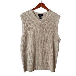 Ivy Crew Cable Knit Sweater Vest L Neutral Beige Academia Grandpa Core